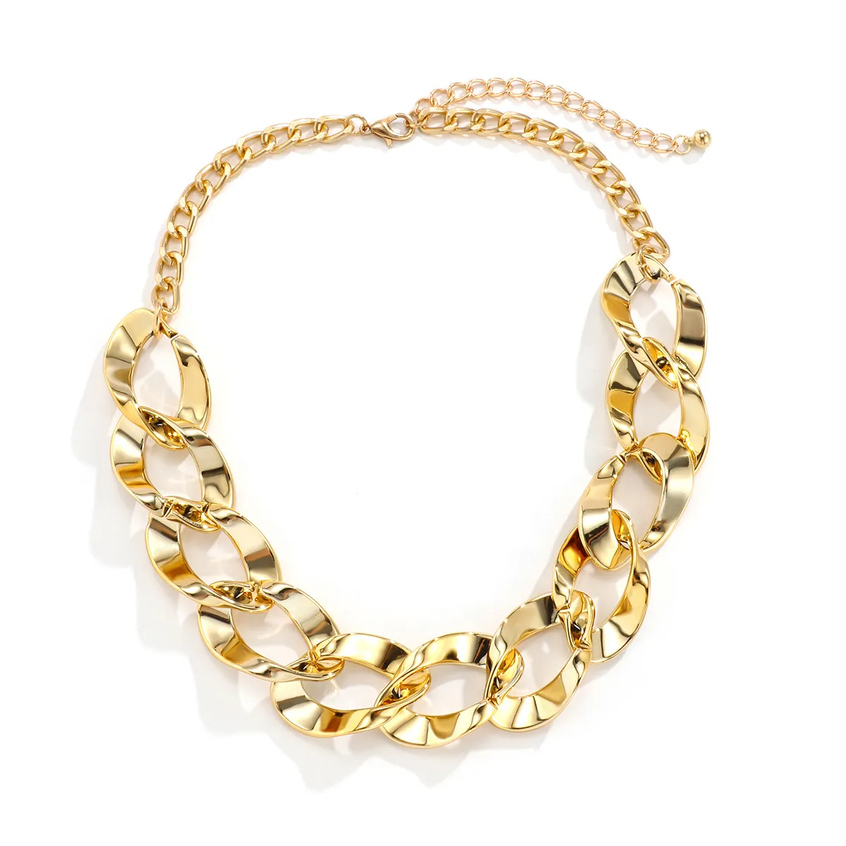 Cadenas de estilo hip hop para hombre, collar irregular grueso de color dorado, estilo punk personalizado, moda sencilla para mujer 2023_voghion.com