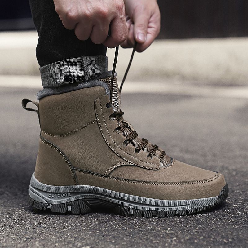 Herren Bergschuhe plus Flor verdickte warme Nordost-Baumwollstiefel in großer Größe mit hohem Schaft und warmen Schuhen_voghion.com