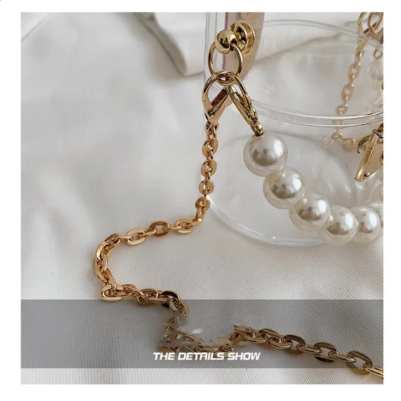 Mini Transparent Crossbody Bag With Pearl Handle Shoulder Purse_voghion.com