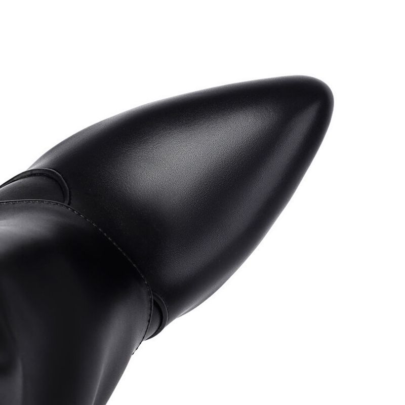 Mote kvinners bukser spisse hæler pluss størrelse slip-on high leg motestøvler_voghion.com