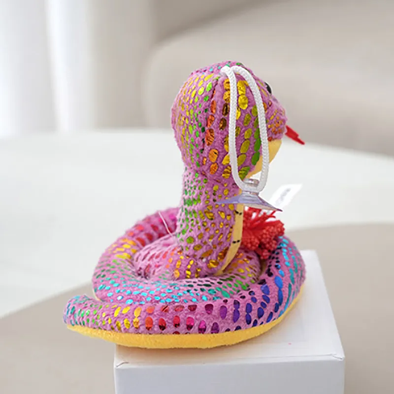 Porte-clés en peluche coloré et mignon, petit serpent coquin, décoration de chambre à coucher, mascotte du zodiaque, poupée, cadeau_voghion.com