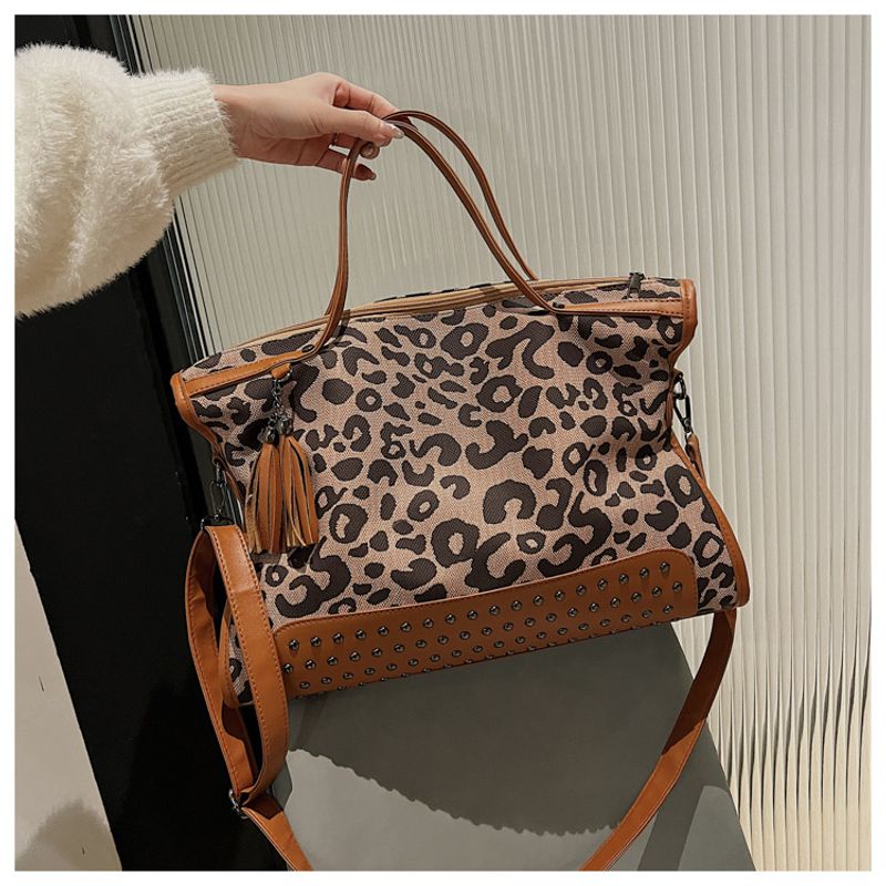 Handtaschen Große Kapazität im französischen Stil Damen 2023 Neue Tasche mit Leopardenmuster Einkaufstasche_voghion.com