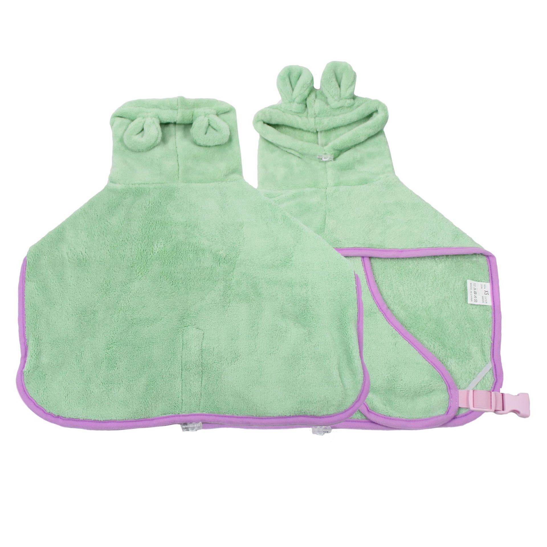 Accappatoio per cani in pile di corallo con cappuccio, design carino, assorbente, ad asciugatura rapida_voghion.com