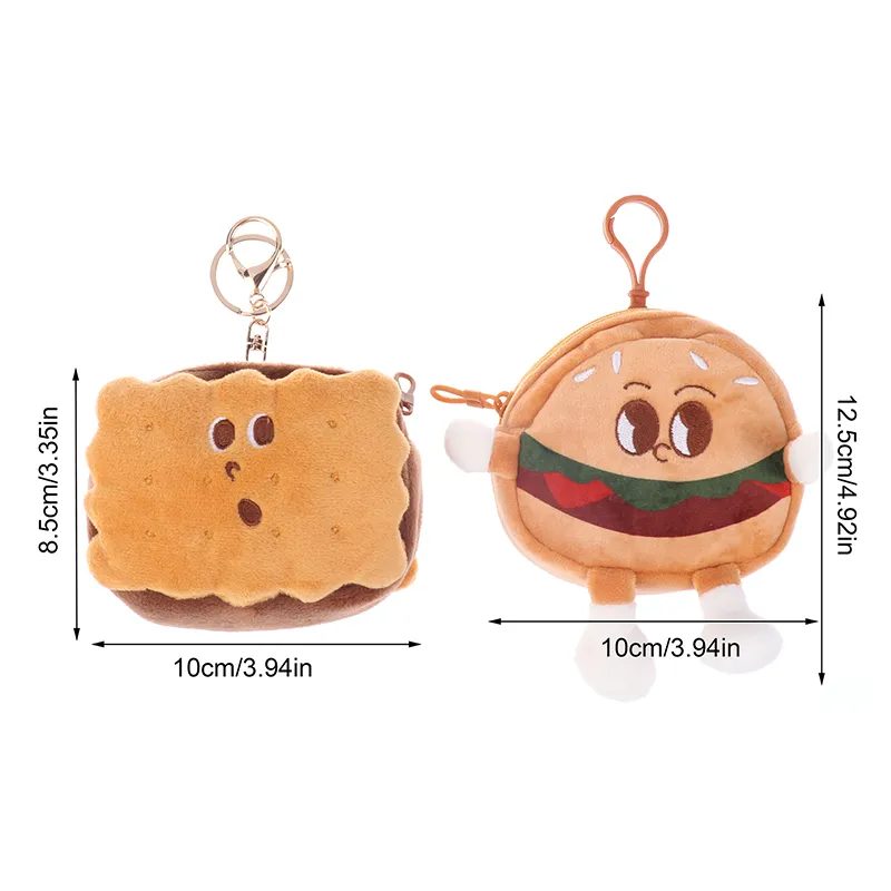 Cute Hamburger Biscuit Coin Purse Plush Cake Headphone Organizer B Keys Cards Store Bs Kids Birthday Gifts_voghion.com