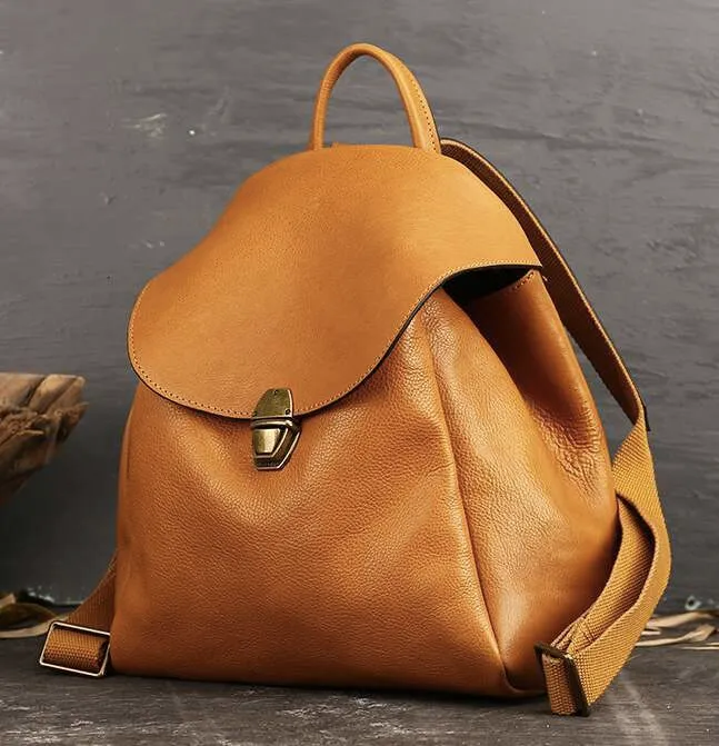 Sac à bandoulière double en cuir de vache pour femme, cartable rétro pour étudiante, sac à dos de voyage et de loisirs_voghion.com