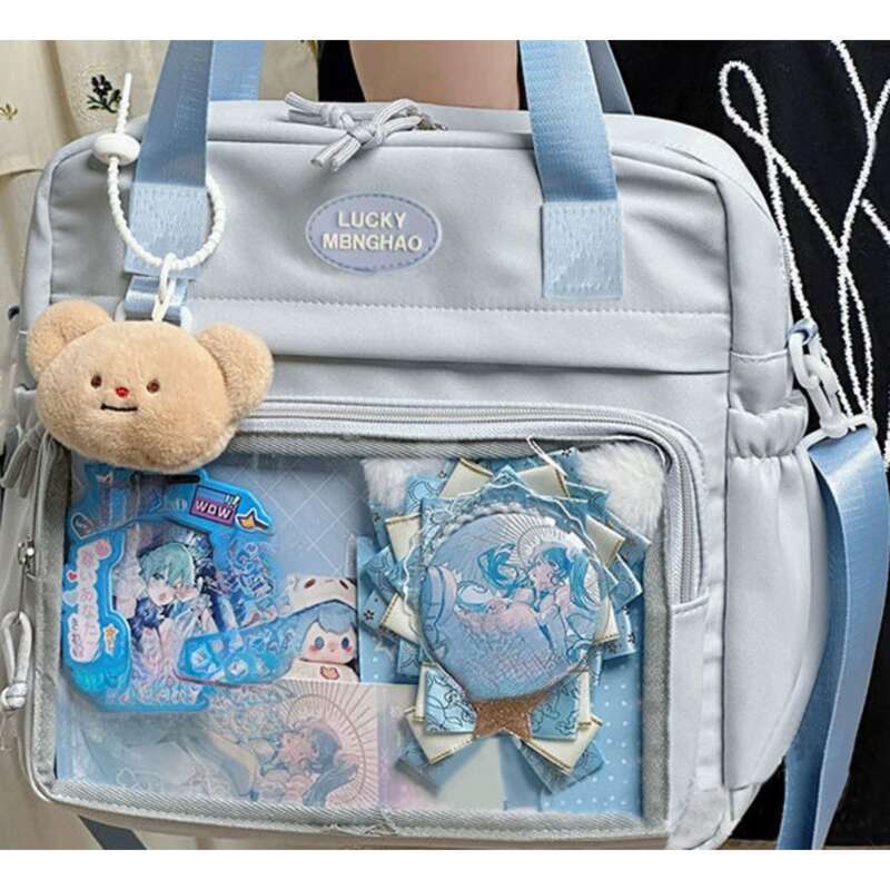 College Style Hundred, Simple, Large Capacity Transparent Strip, Shoulder Crossbody Baby Bag_voghion.com