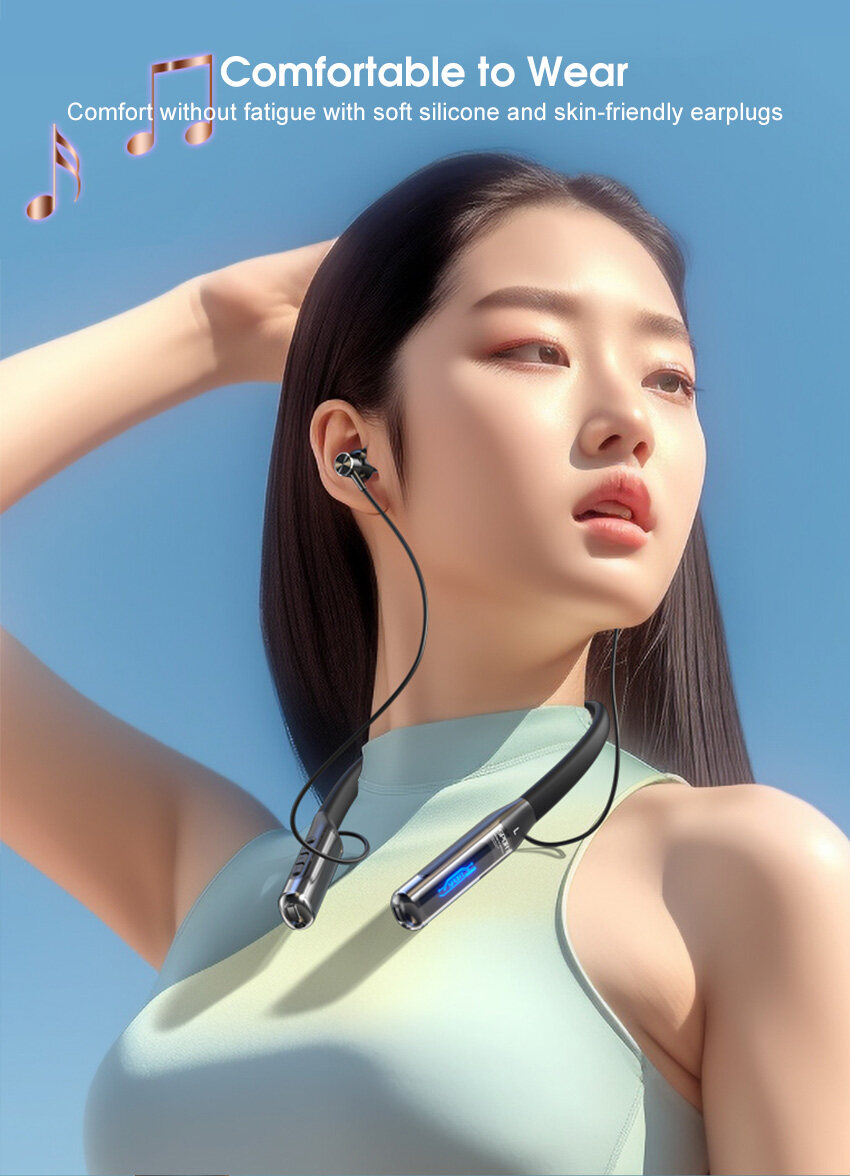 2024 Bluetooth Hörlurar Trådlösa hörlurar Hals Bluetooth 5.3 Hörlurar Sport Svetttåliga Headset Sport Hörlurar Sport Running Hörlurar Noise R_voghion.com