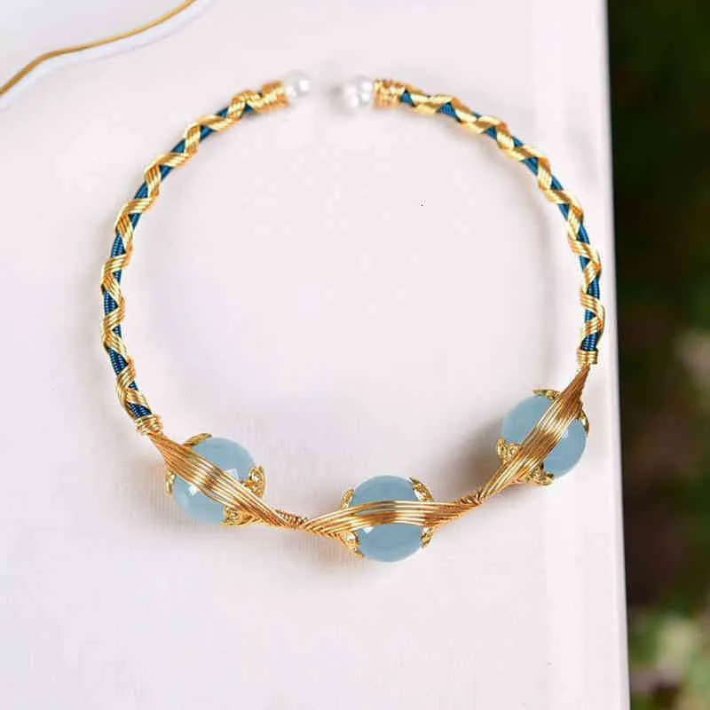 201original Design Brățară cu Mărgele de Acvamarin pentru Femei Brățări Bangles Charms Cadouri Elegante Bijuterii pentru Încheietura Manetei_voghion.com