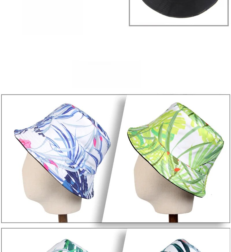 Nieuw met blad, bloemenprint, schaduw, visser voor mannen en vrouwen buitenrecreatie, zonwering bassinhoed trend Emmerhoed_voghion.com