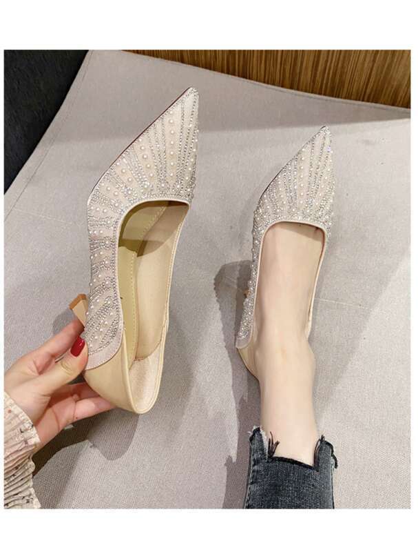 Damen High Heels, Slim Spring 2025, 7 cm kleiner Absatz, spitze französische Einzelschuhe_voghion.com