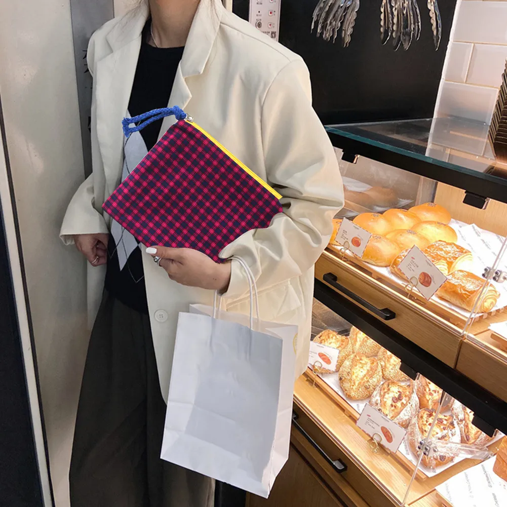 Mode Frauen Plaid Druck Kleine Kosmetik Baumwolle Stoff Make-Up Lagerung Taschen Japan Stil Zipper Kulturbeutel Waschen_voghion.com