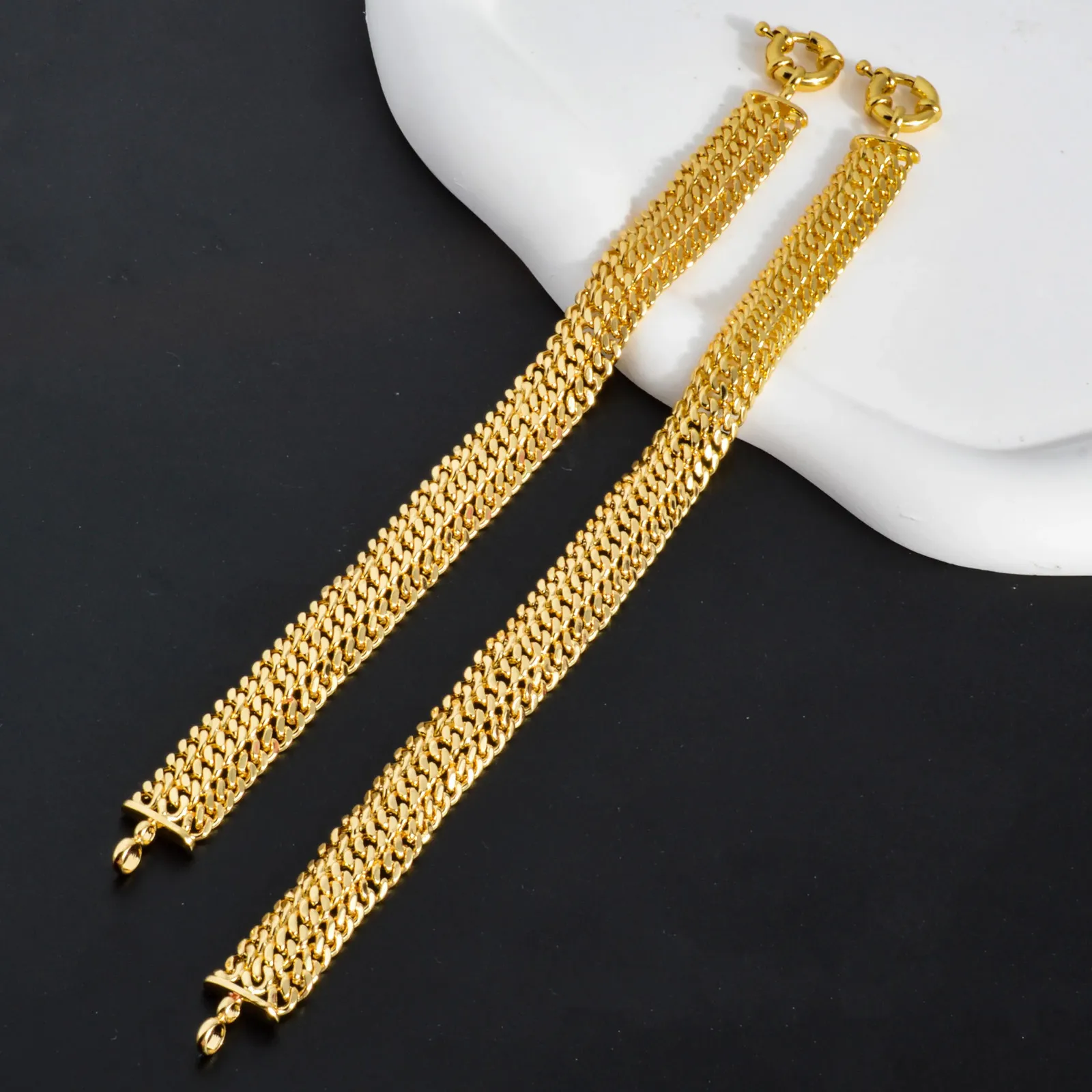 Sunny Jewelry Měděné článkové náramky pro unisex pozlacené náramky Miami Curb Punk klasický řetízek na ruku, dárek_voghion.com
