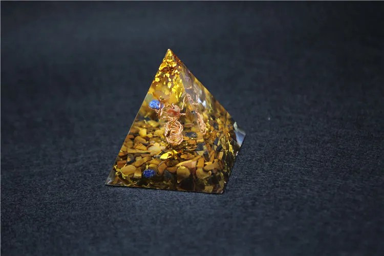 Coliere cu pandantiv Orgonit piramidă 5cm 7Chakra artizanat bijuterii rășină cristal Lapis farmec adunarea norocului ajută la calmare_voghion.com