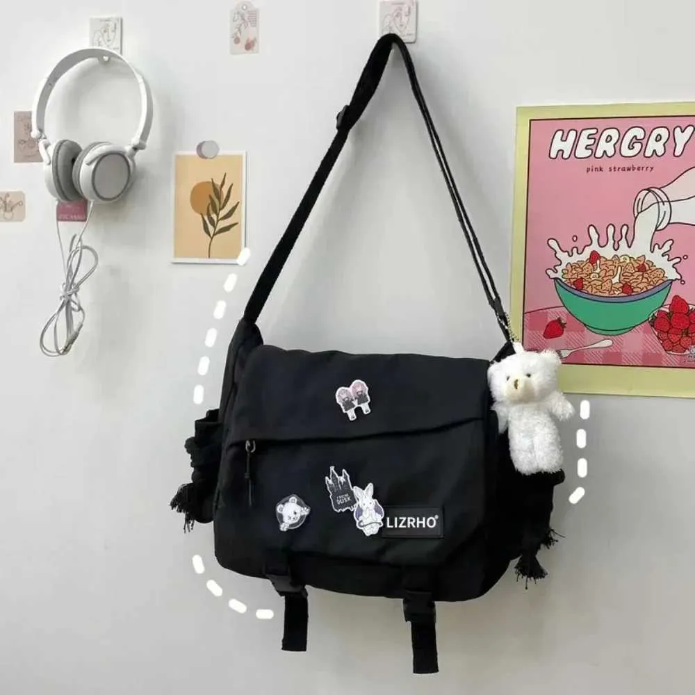 Borsa a mano in tela Shoder grande capacità tracolla ragazza adolescente Wenyuanjuku borsa a tracolla studente zaino Y241109_voghion.com