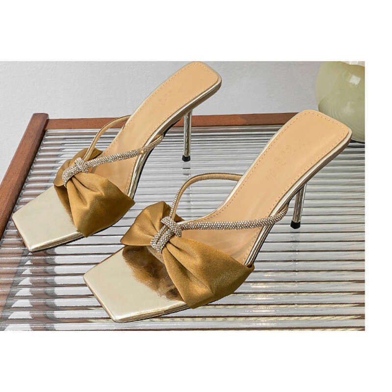 Sandales à strass d'été 2025, féminines, style mondain, talons hauts fins, tongs, vêtements d'extérieur_voghion.com