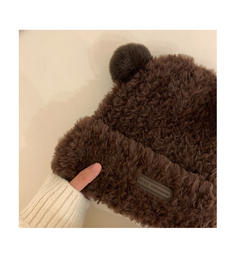 Cute Little Bear Ears Knitted Women's Autumn and Winter New Plush Big Head Waist Korean Headband Woolen Hat_voghion.com