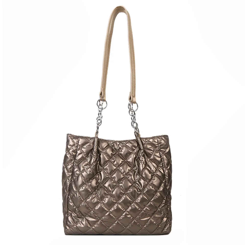 Borsa a tracolla imbottita in cotone trapuntato da donna, autunno inverno, borsa da viaggio di grande capacità_voghion.com