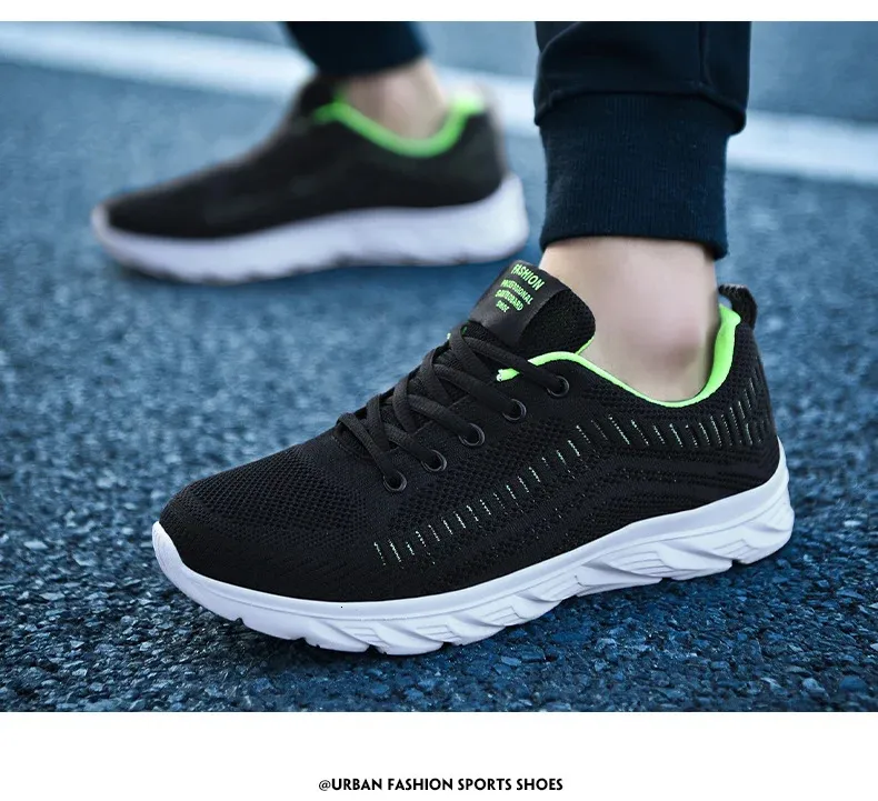 Zapatillas de deporte de punto con cordones para hombre y mujer, informales, atléticas, para correr, caminar, gimnasio, deportes al aire libre, transpirables_voghion.com