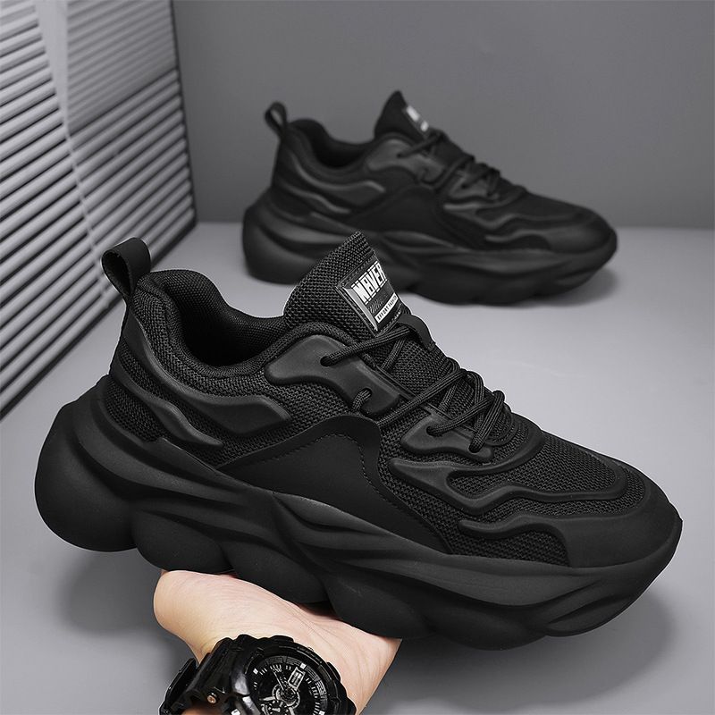 Pantofi sport negri casual noi pentru bărbați, alergare, înălțime mare, Daddy_voghion.com