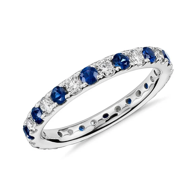 2025 New Arrivals Huitan Exquisite Women's Thin Ring Full Paved Blue White Cubic Zirconia Simple Stylish Girls Promise Rings Wedding Party_voghion.com