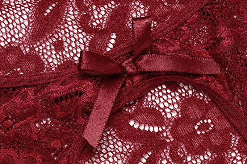 Lace Dark Patterned Open Cut One-piece Fun Lingerie Set_voghion.com