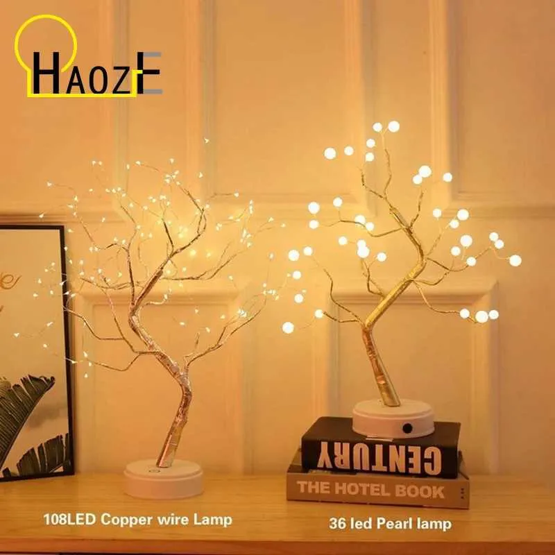 Lámpara de noche Bonsai Eco Art - Decoración navideña con toque de alambre de cobre_voghion.com