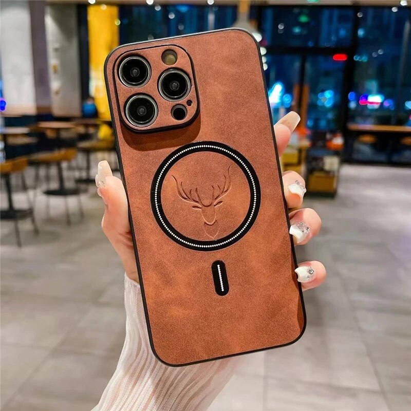 Deer Head Leather Magnetic Case For Samsung Galaxy Series_voghion.com