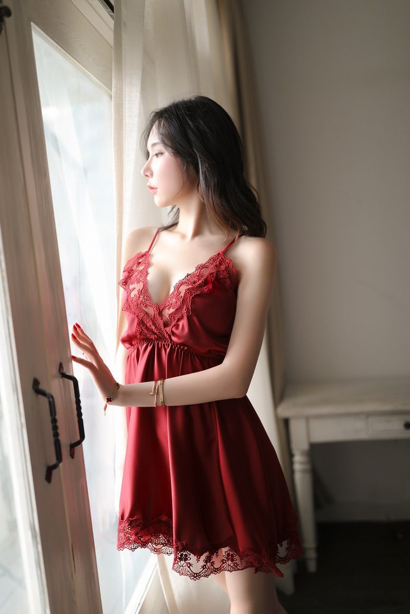 Camicia da notte sexy in pizzo trasparente costume role play_voghion.com