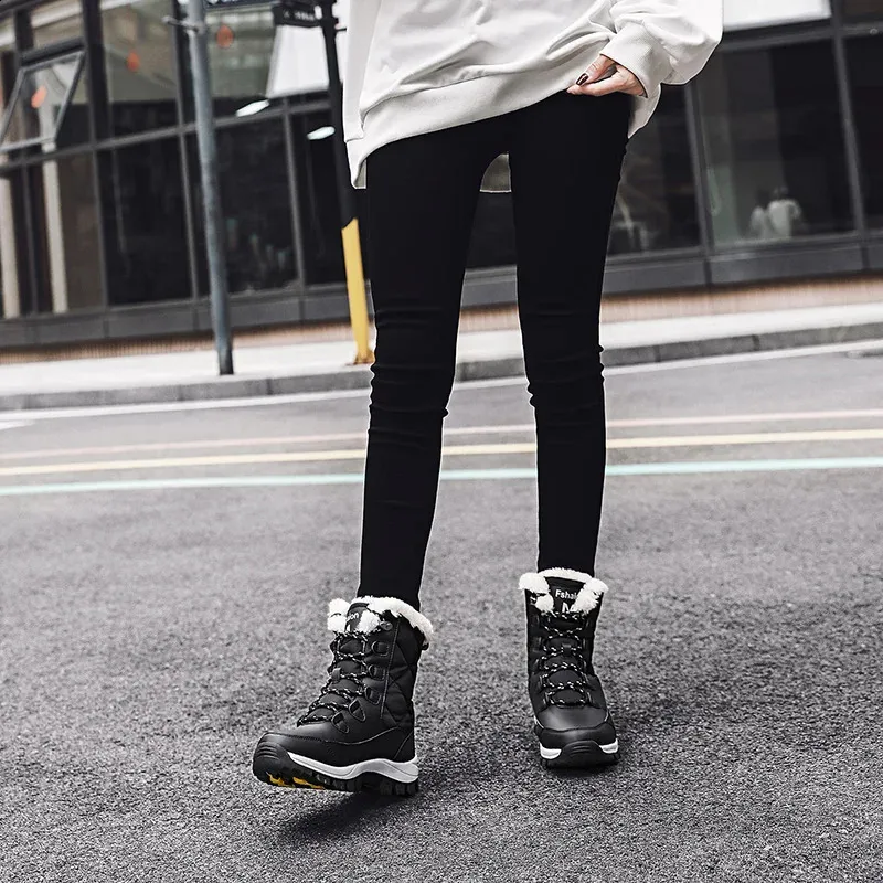 Enkel Dames Winterschoenen Houd Warm Antislip Zwarte Sneeuw Dames Veterlaarzen Chaussures Femme Laarsjes Dames Platte Laars_voghion.com