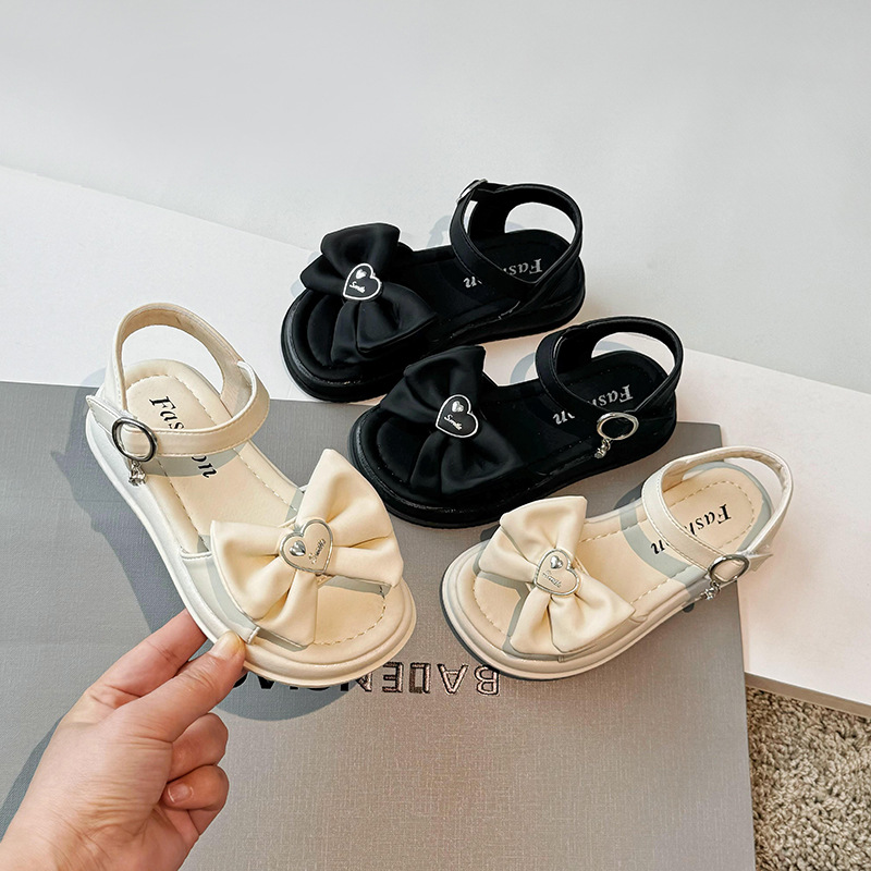 Sandalias con lazo de viento pequeñas y fragantes, versátiles, novedad de verano, zapatos de playa para niña pequeña, 2024_voghion.com