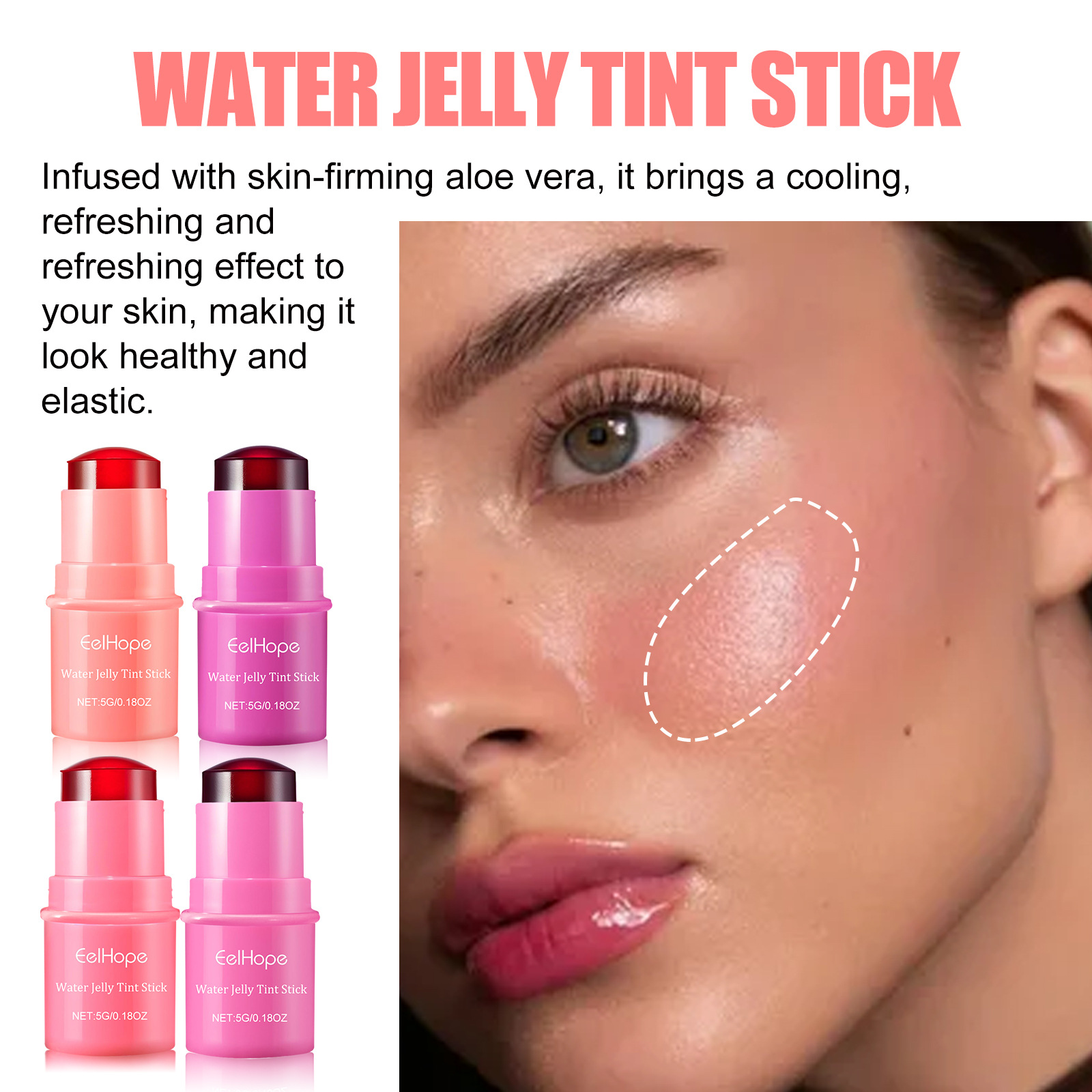 EELHOPE Stick Puder Rouge Aufhellung natürliche dauerhafte matte feuchtigkeitsspendende Lippenfarbe Make-up-Kombination_voghion.com