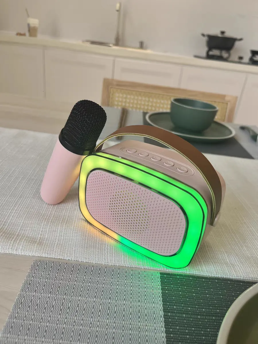 Microphones Mini Portable RGB Waterproof Children's Home Karaoke Speaker Subwoofer High Volume TWS Caixa De Som_voghion.com
