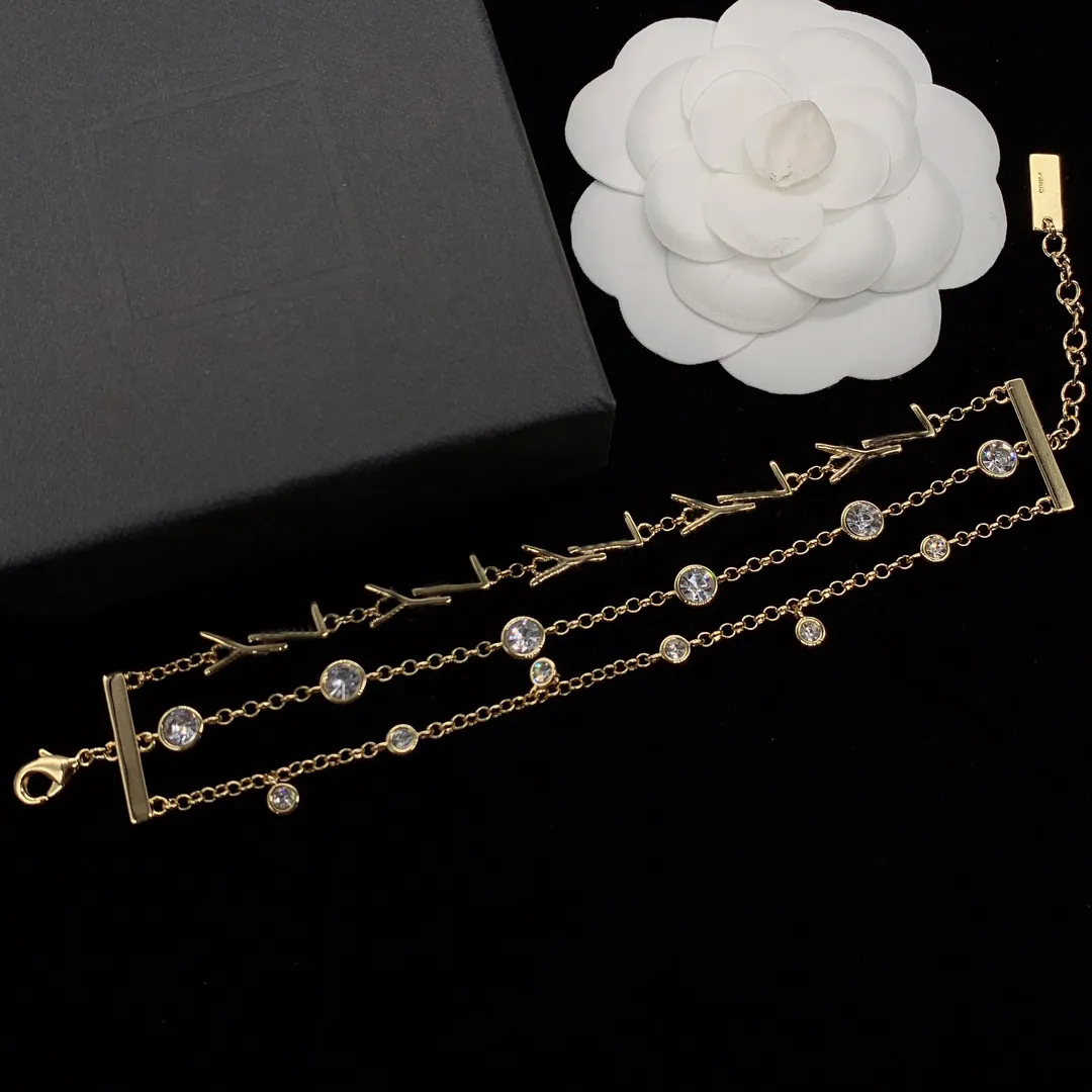 Designer Buchstaben Diamant Armband Herren Damen Gold Silber Schmuck Mode Ketten für Frauen Vintage Armbänder Geschenk_voghion.com