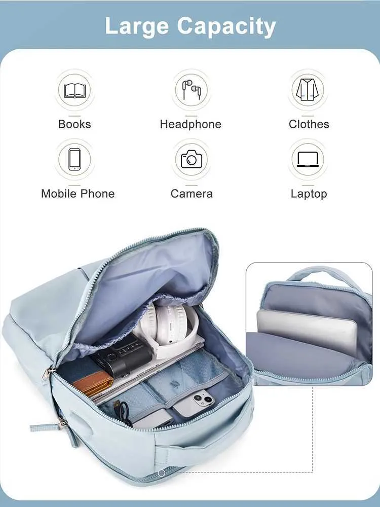 Laptop Women 15.6 College Work Travel Business Computer Backpack with USB Port Casual Daypack for Teacher NurseC241107_voghion.com