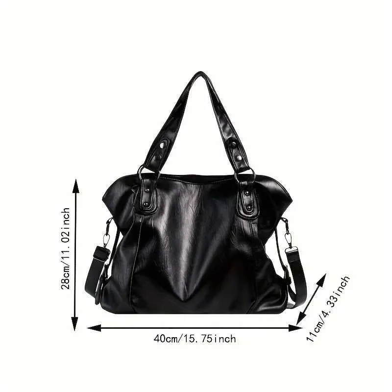 Hochwertige Casual Soft Damen Tote Umhängetaschen Große Kapazität Leder Shopper Tasche Mode Schwarz Reißverschluss Reise_voghion.com