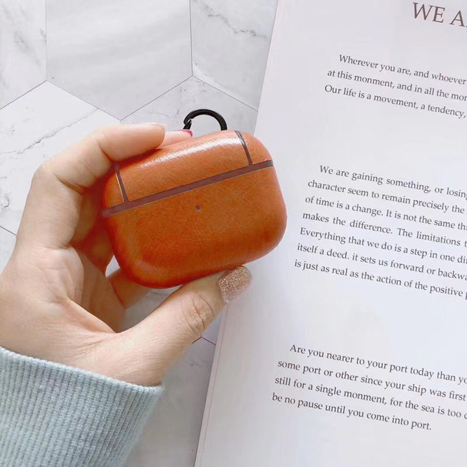 Hitech Protective Case Reserved Holes Faux Leather Bluetooth-compatible Earphone Box Cover with Hanging Hook for Pro 2_voghion.com