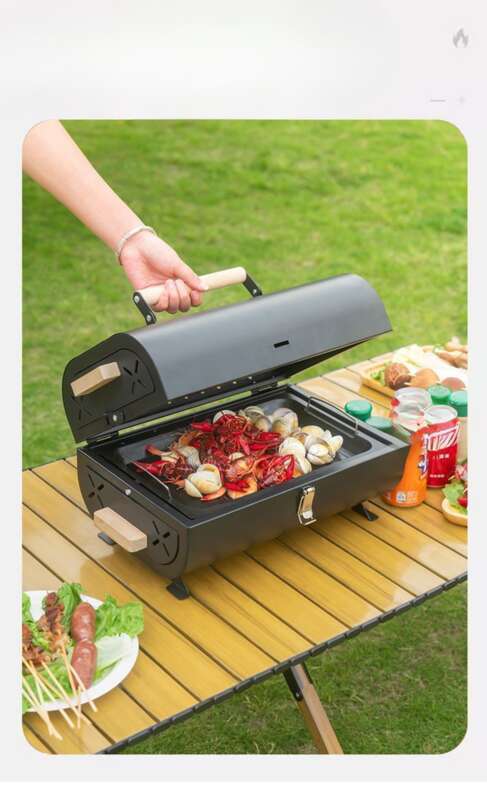 【 Sammlung von 3432 Personen 】 Grill verdickt doppelseitig Dual-Purpose Kochen im Freien Camping tragbare Barbecue Herd_voghion.com