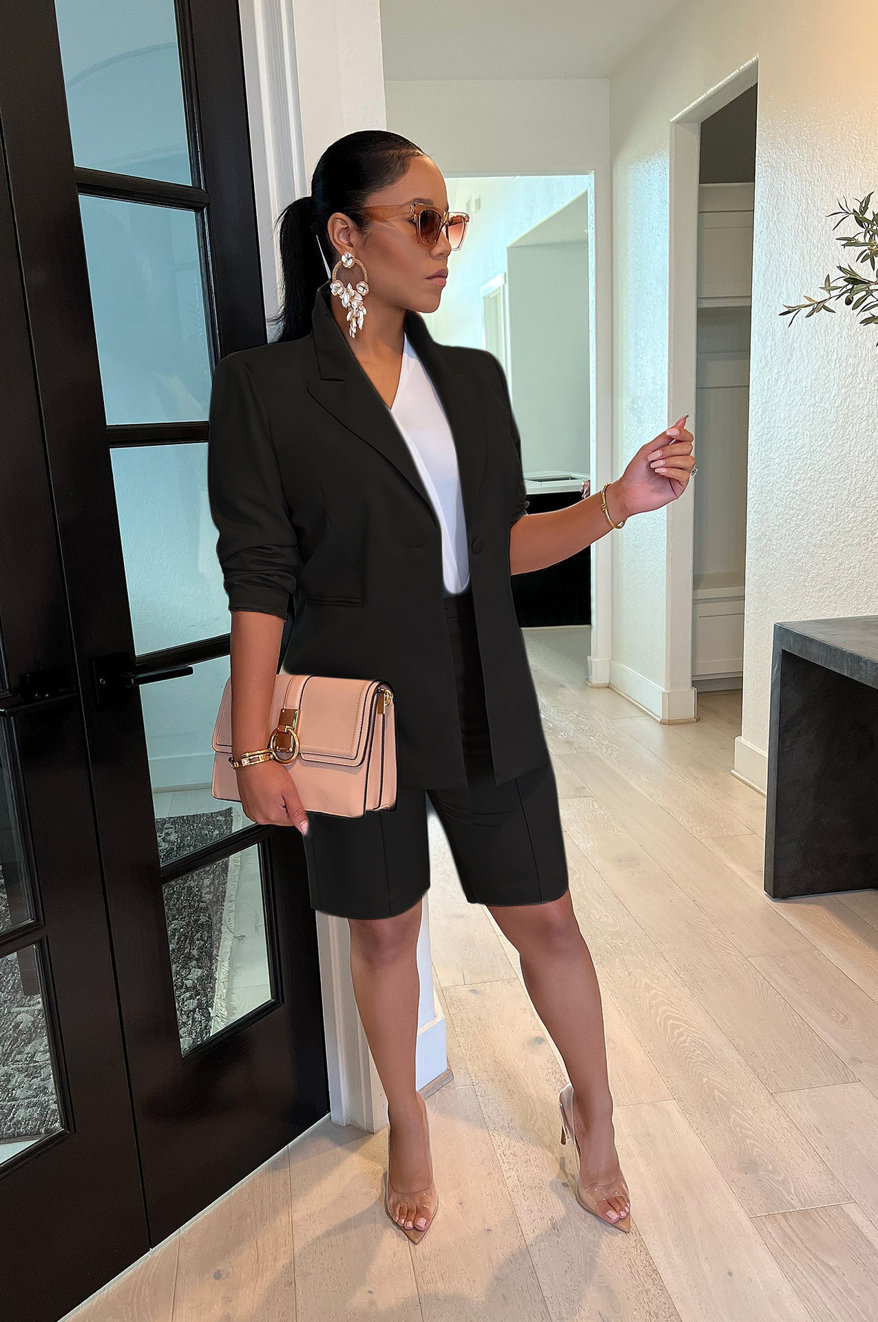 Women's suit suit shorts jacket two-piece spring and summer OL office commuting_voghion.com
