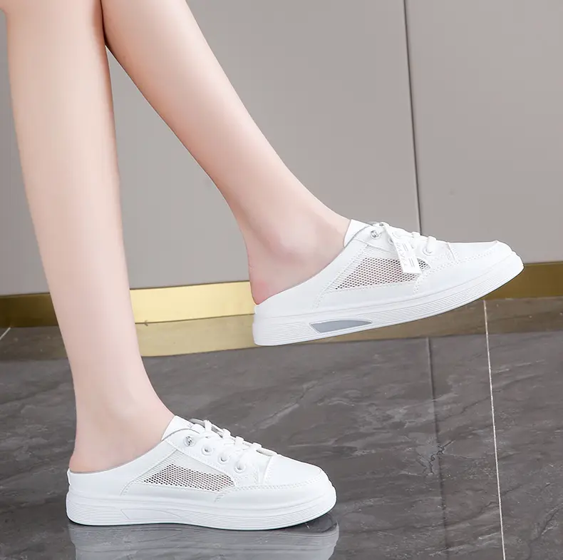 Damen Freizeitschuhe Atmungsaktive Halbschuhe Weiße Slipper_voghion.com