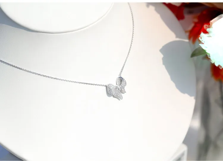 Collana con ciondolo a fiocco carino alla moda, brillante, in argento sterling, con fiocco, firmata Sailormoon, girocollo, da donna, unica_voghion.com