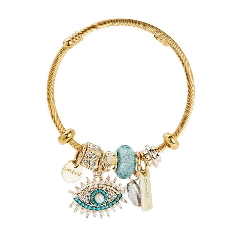 Evil Eye Bangle Turkish Lucky Charm Bracelets Adjustable Cuff Bracelet Fashion Bangles Drop Delivery Jewelry B Dhr2M_voghion.com