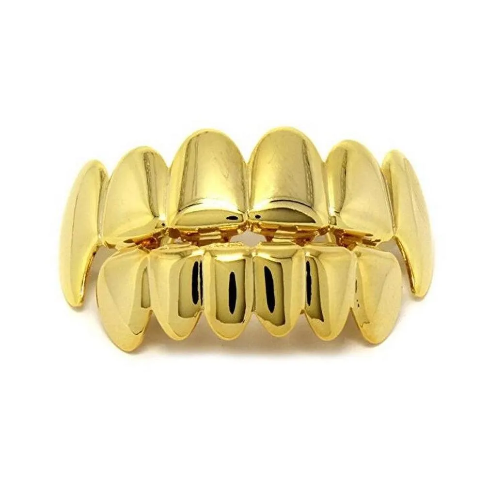 Grillz, Hip Hop Dental Zähne Grillz Männer Frauen Gold Grills Set Modeschmuck Hohe Qualität Acht 8 Top Zahn Sechs 6 Bott_voghion.com
