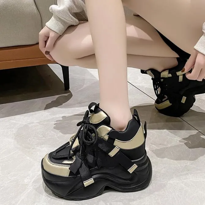 Casual schoenen voor dames, warme, dikke sneakers met 10 cm hak, herfst/winter, dikke zool, gevulkaniseerd, hoog platform, leer voor dames_voghion.com