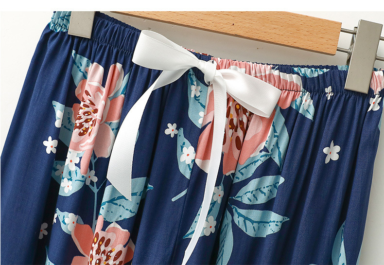  Women's Sleepwears Cotton silk Modal floral trousers homewear_voghion.com