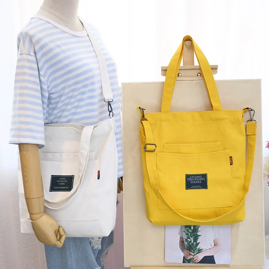 Kordelzug Frauen Handtaschen Große Kapazität Canvas Tasche Vintage Reißverschluss Klappe Schulter Messenger Umhängetaschen Beutel Bolsos_voghion.com