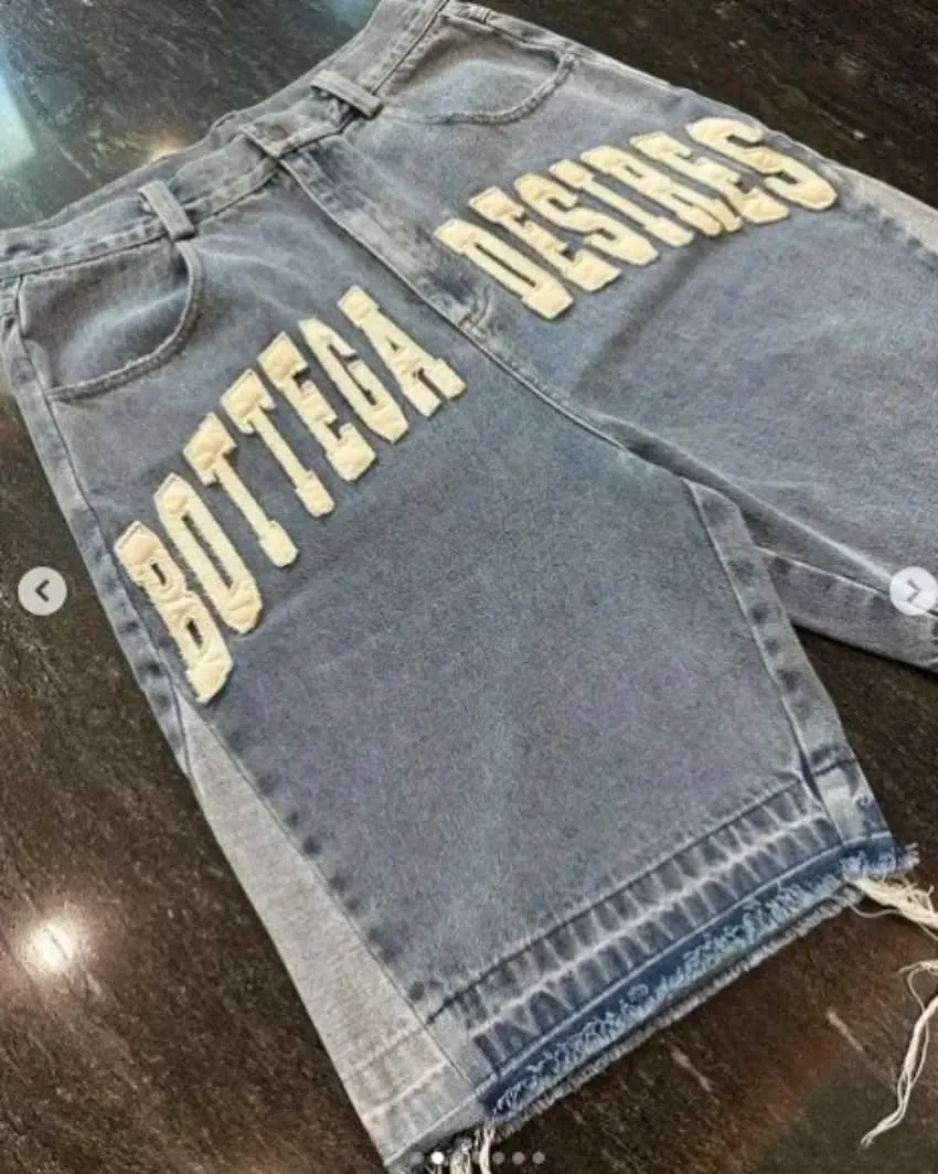 Pantaloncini in denim larghi con ricamo a motivo lettera Haruku Y2K Street da uomo, stile americano, nuova moda, gotici, a vita alta_voghion.com