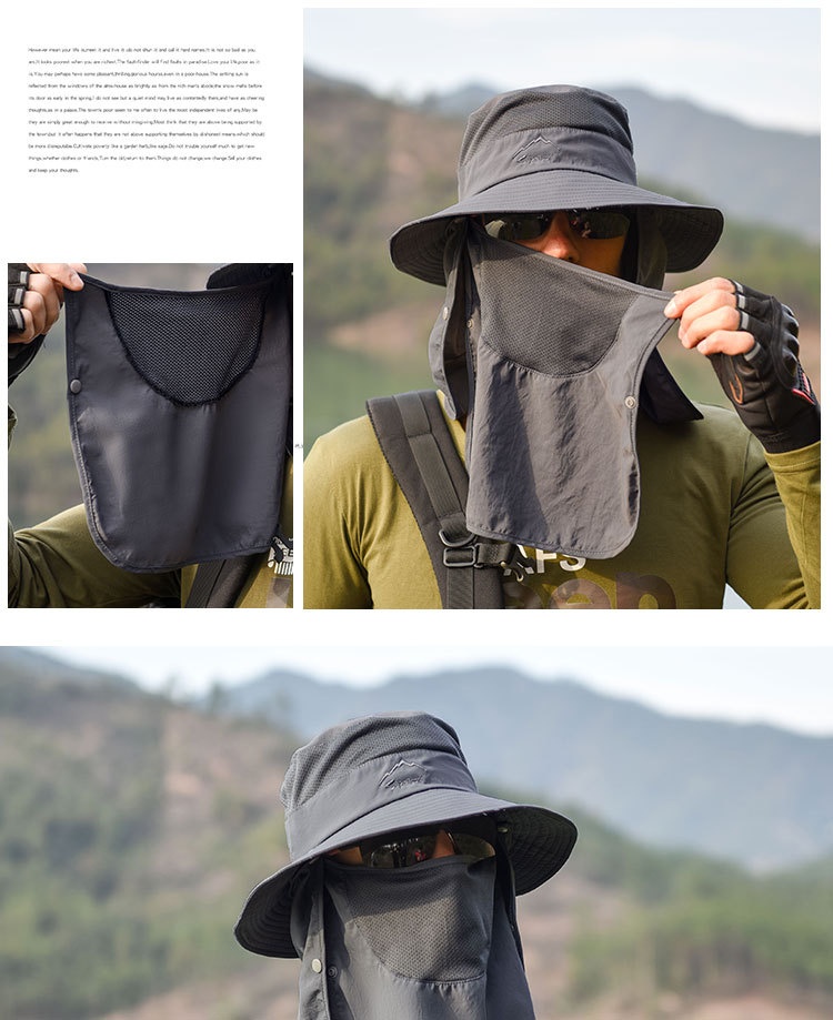 Fiskarhatt Solhatt Manlig Sommar Utomhus Snabbtorkande Solhatt Fiske Andningsbar Solhatt Kvinnlig Ansiktsmask Hatt_voghion.com