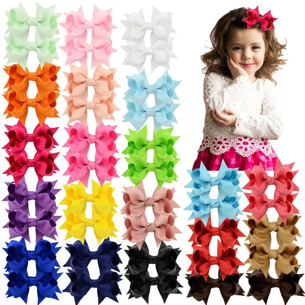 40pcs 3 Inch Baby Girl Solid Ribbon Bows Alligator Clips For Toddlers Kids Children Hair Accessories_voghion.com
