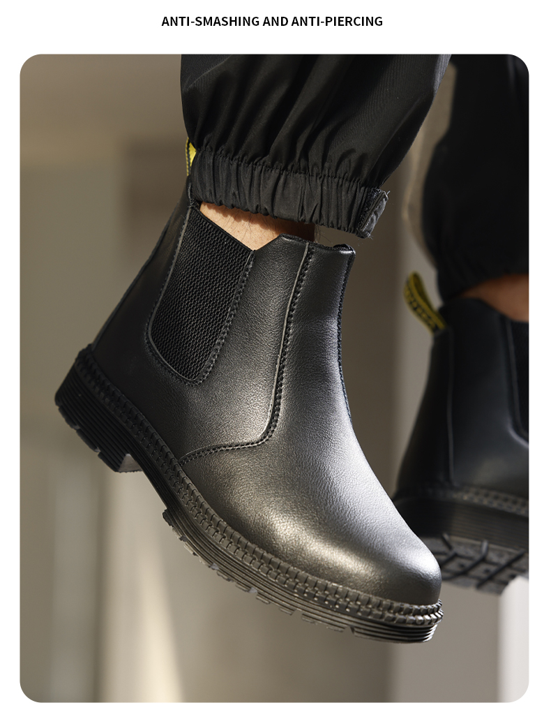 GUYISA Stivali di sicurezza Scarpe da lavoro a taglio medio Punta in acciaio Impermeabili Nero 5020 38-45_voghion.com