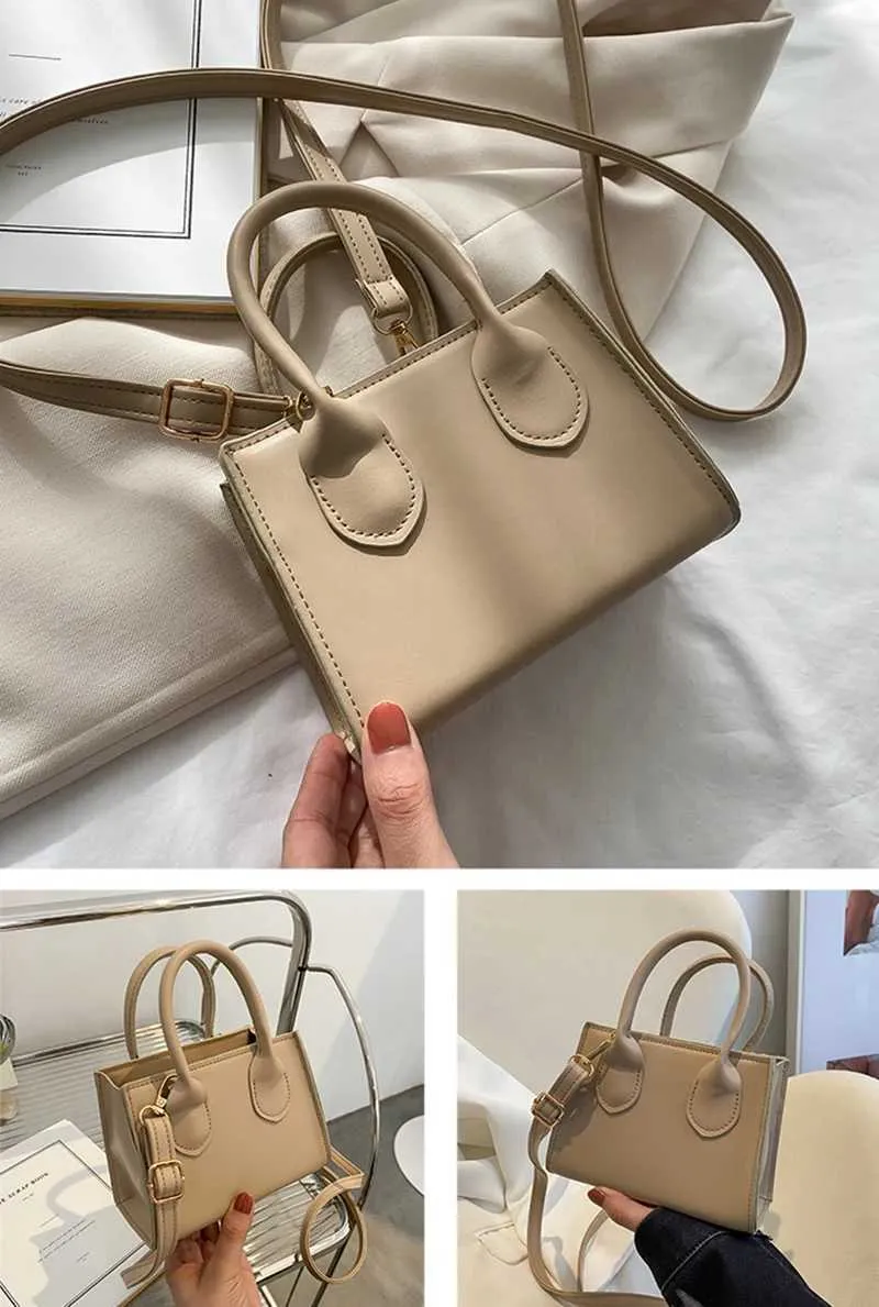 Elegant Top Handle Shoulder Bag For Women Solid Color Pu Leather_voghion.com